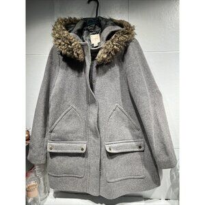 J. Crew Factory‎ Vail Parka Size 10 Wool Blend  Grey Front And Side Pockets